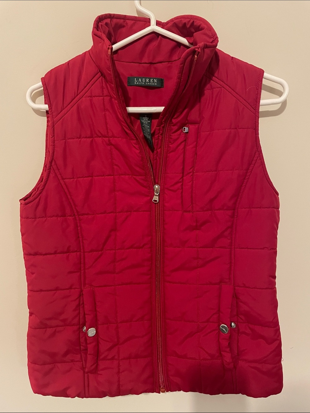 Lauren Ralph Lauren Bright Red Quilted Puffer Vest